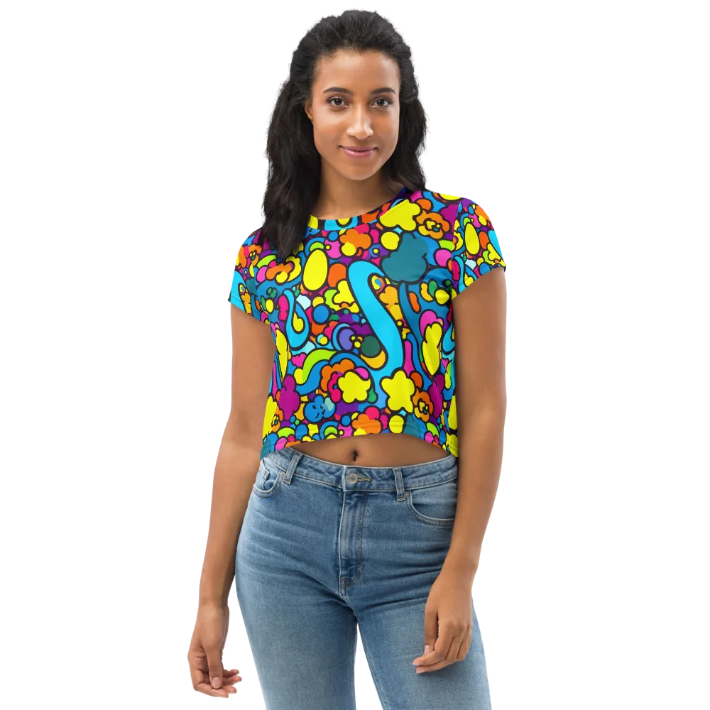 Pop Playland on Crop Tee — Front
