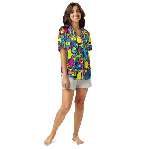 Pop Playland on a Women's Short Sleeve Pajama Top