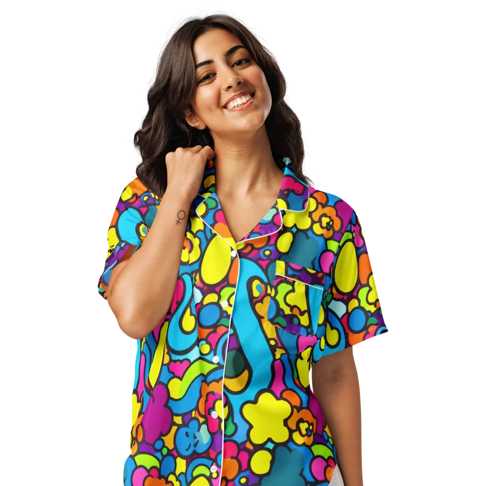 Pop Playland on Women's Short Sleeve Pajama Top — Front