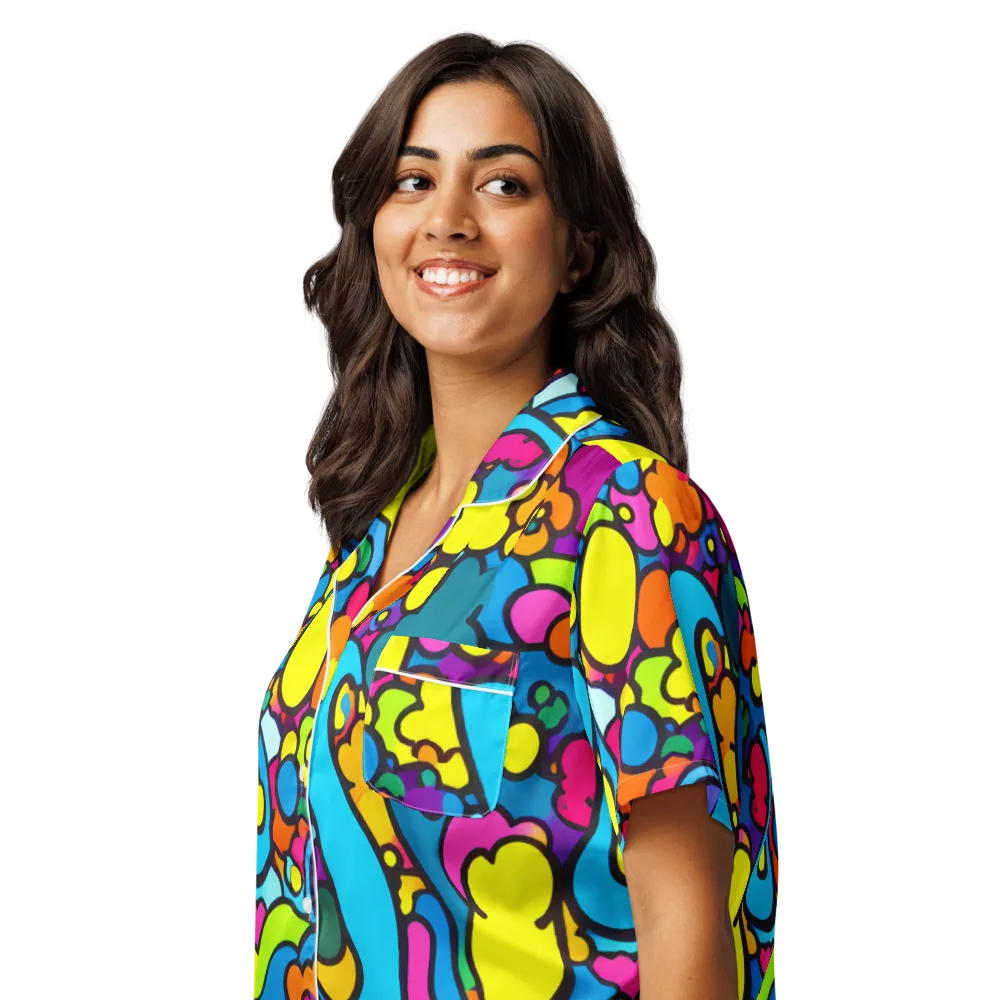 Pop Playland on Women's Short Sleeve Pajama Top — Left Front