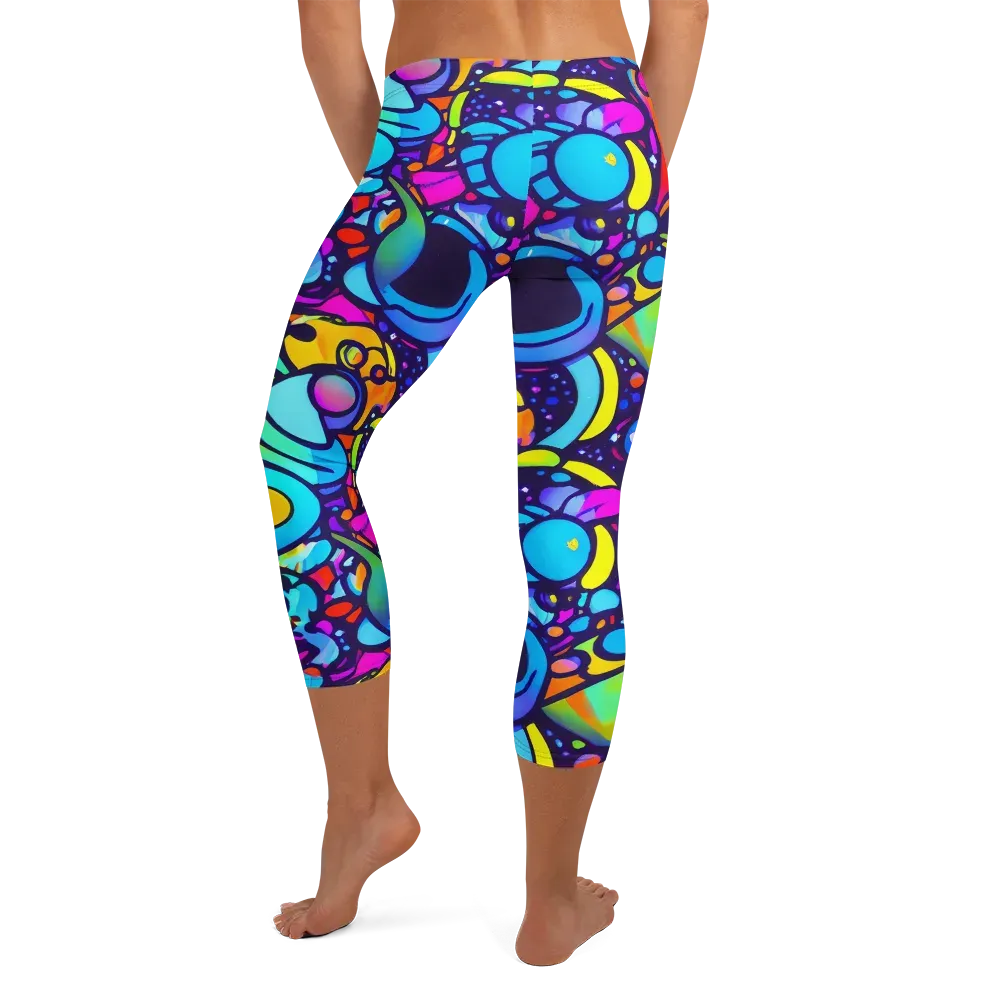 Neon Graffscape on Capri Leggings — Back