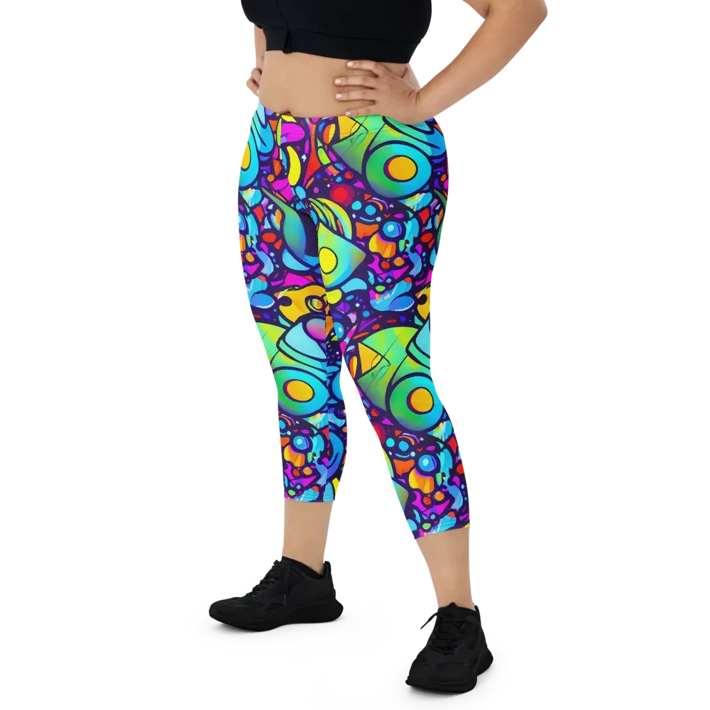 Neon Graffscape on Capri Leggings — Front
