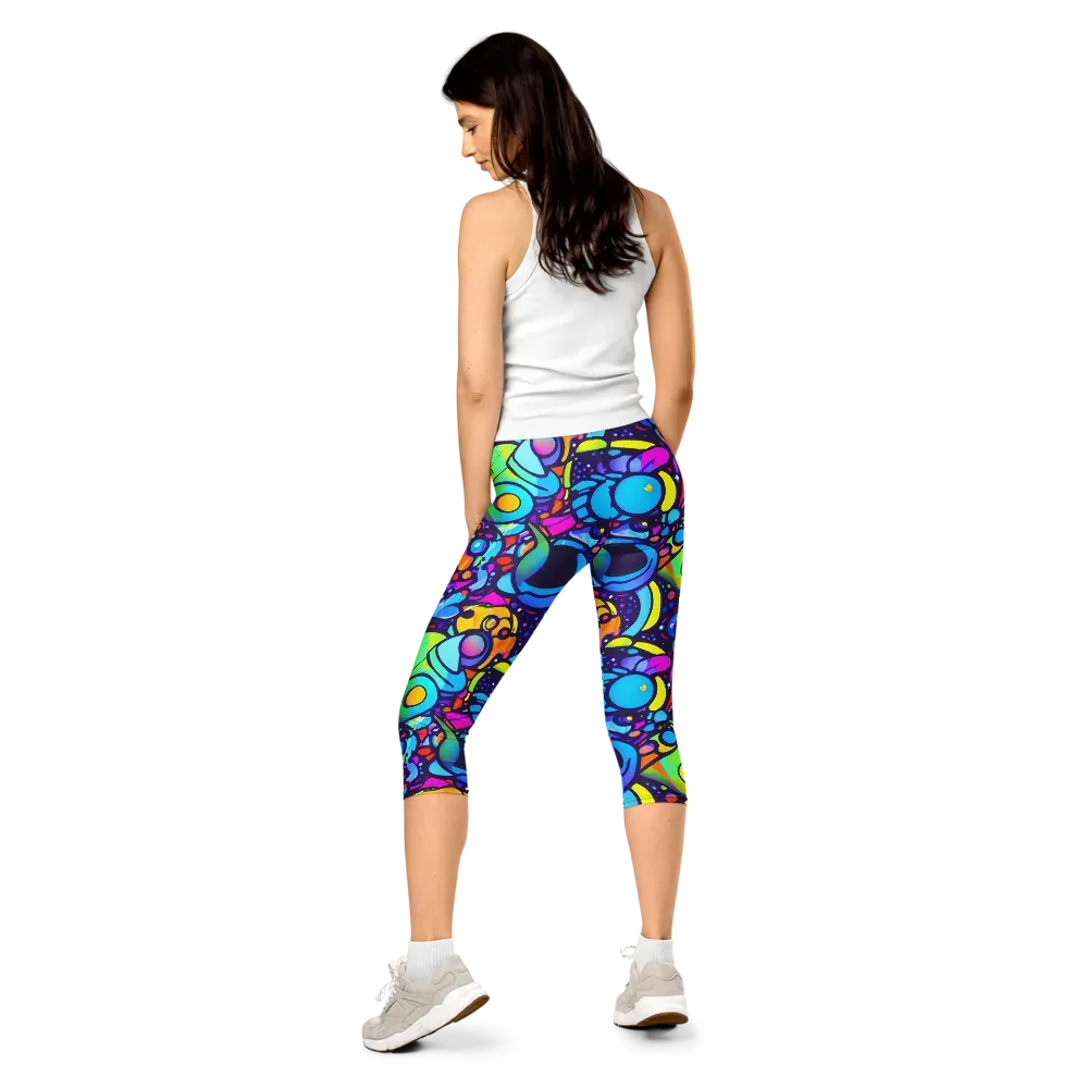 Neon Graffscape on Capri Leggings — Back