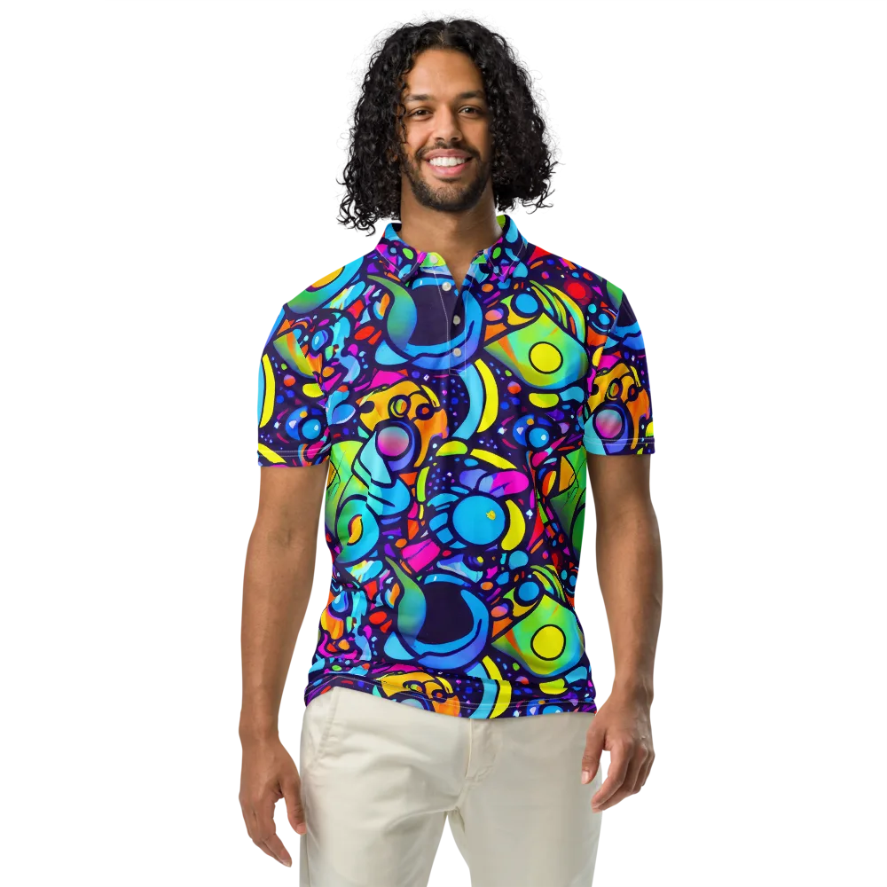 Neon Graffscape on Men's Slim Fit Polo Shirt — Front