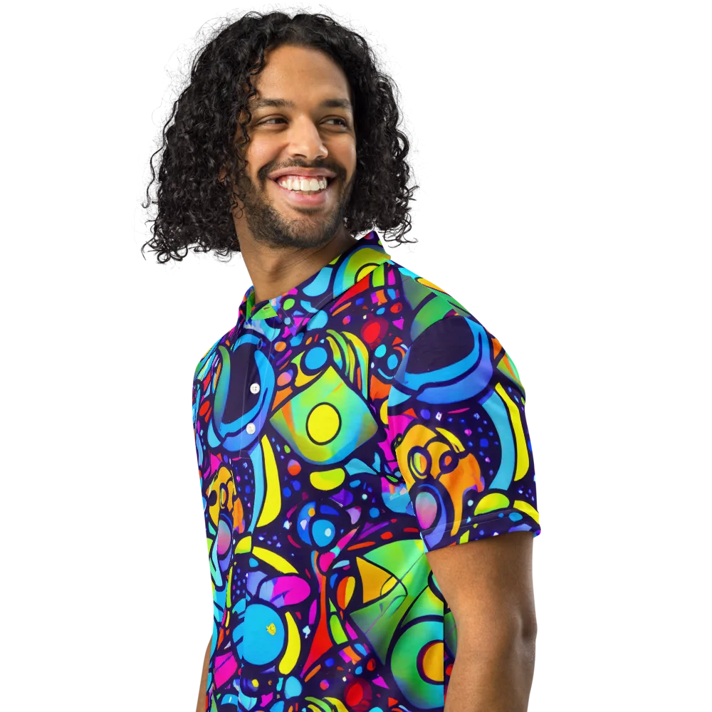 Neon Graffscape on Men's Slim Fit Polo Shirt — Left Front