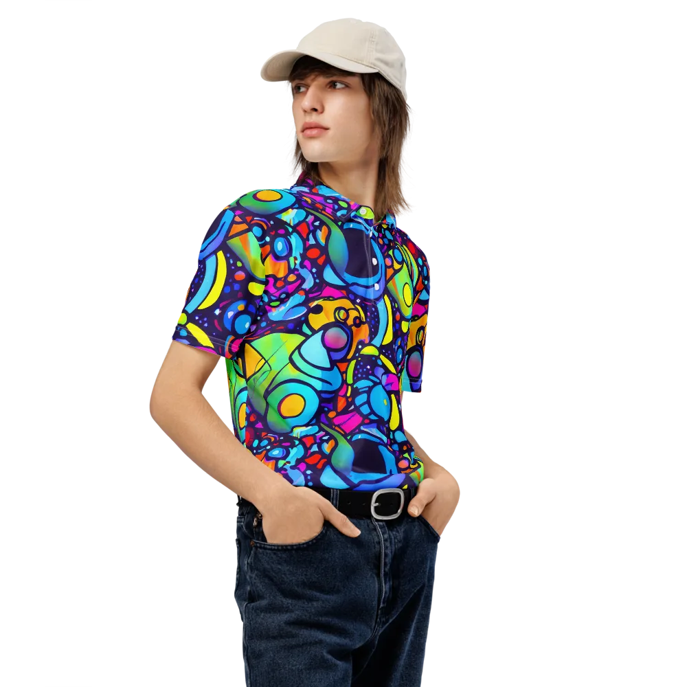 Neon Graffscape on Men's Slim Fit Polo Shirt — Right Front