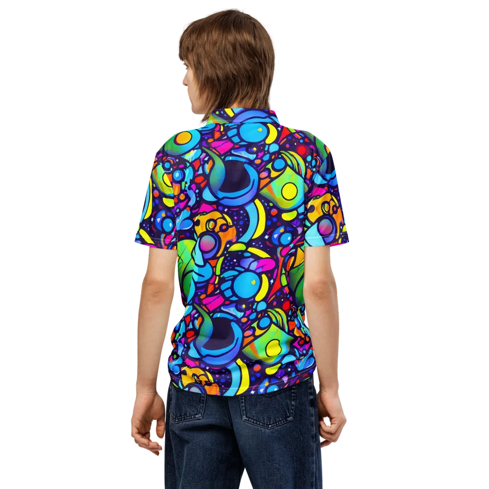 Neon Graffscape on Men's Slim Fit Polo Shirt — Back