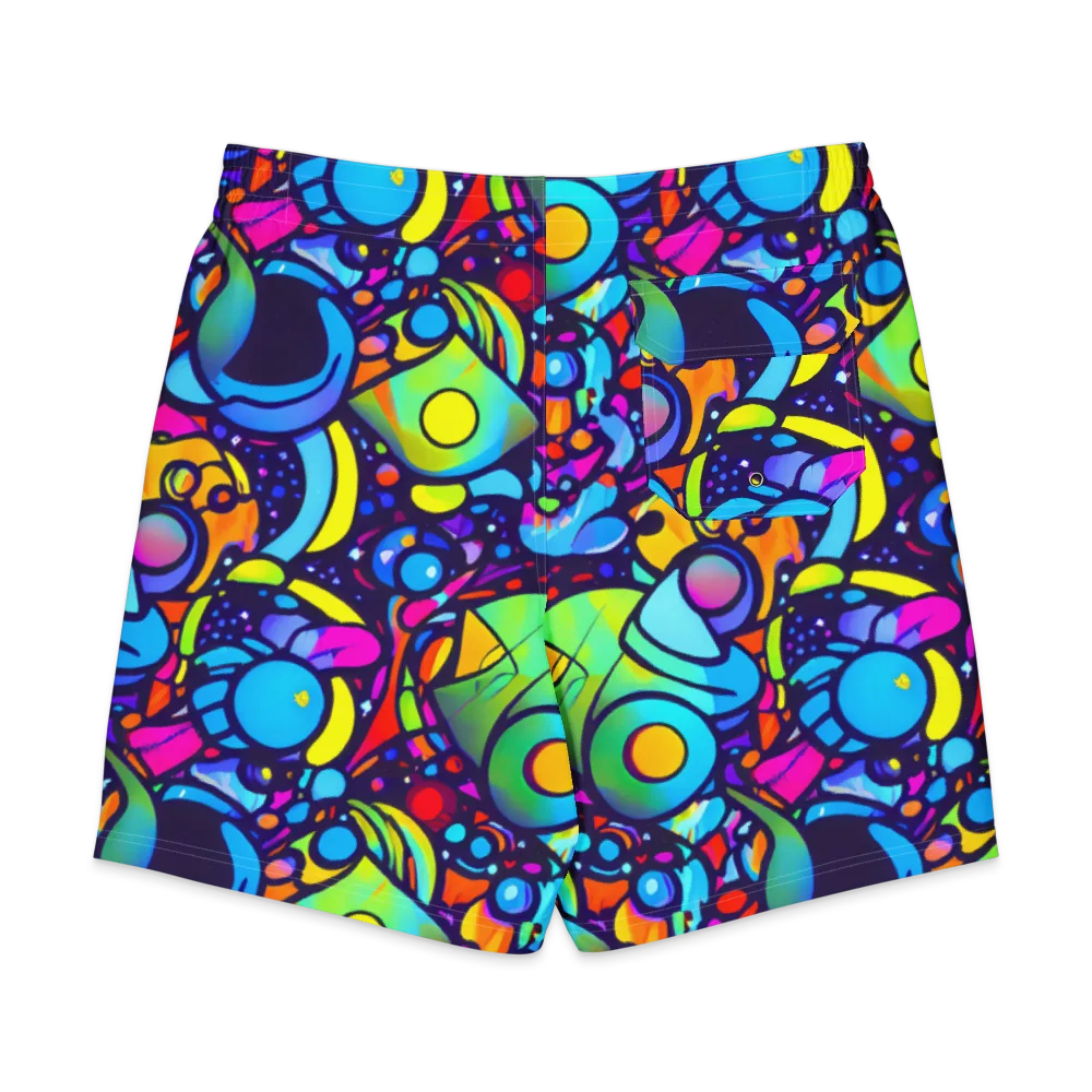 Neon Graffscape on Men's Board Shorts — Back
