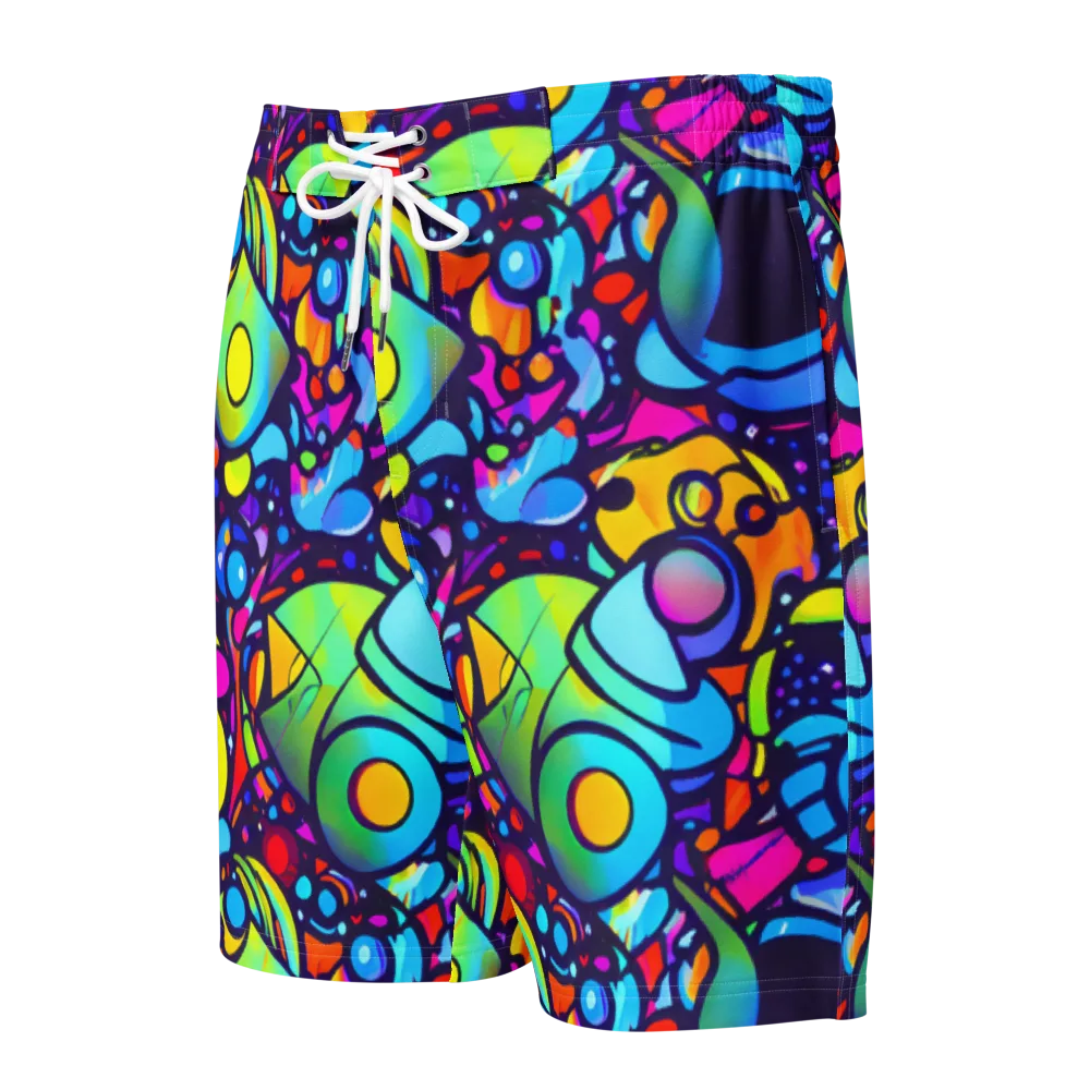 Neon Graffscape on Men's Board Shorts — Front
