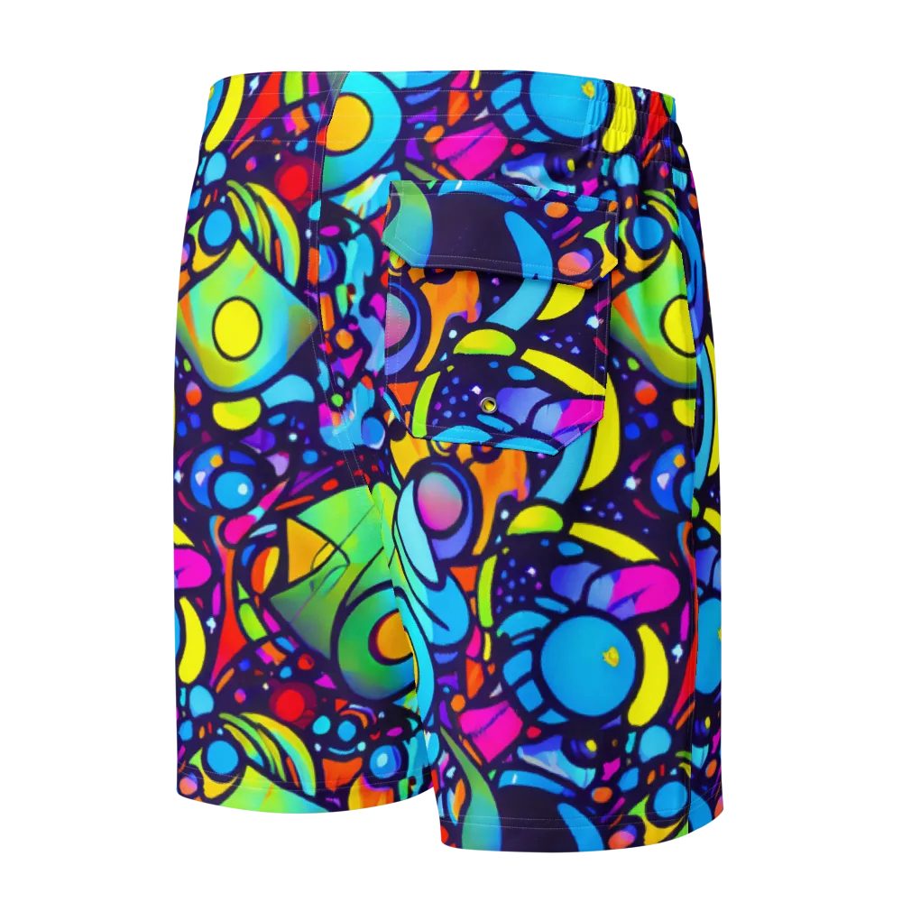 Neon Graffscape on Men's Board Shorts — Back