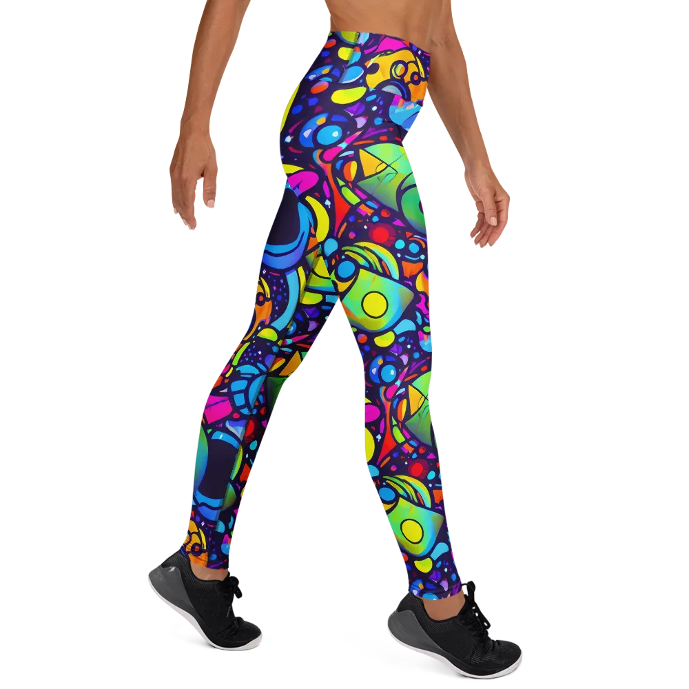 Neon Graffscape on Yoga Leggings — Right