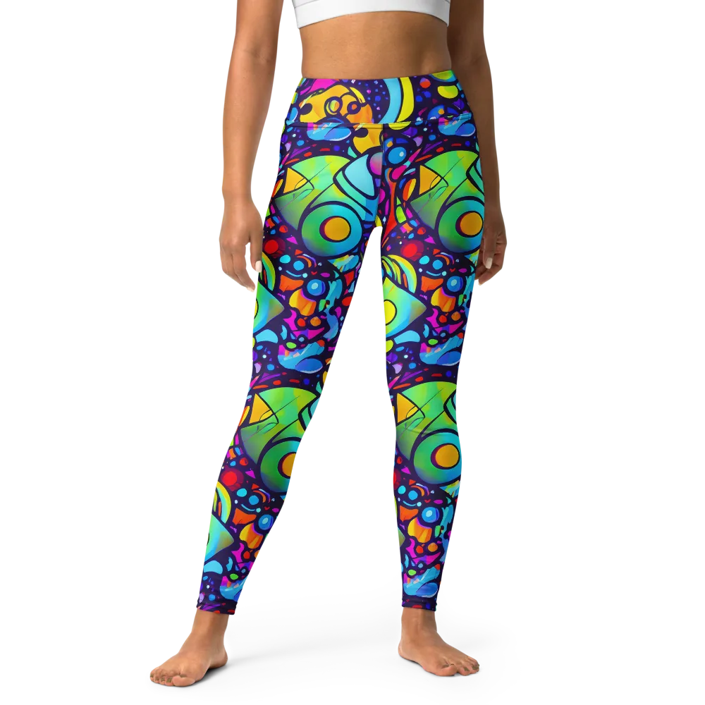 Neon Graffscape on Yoga Leggings — Front