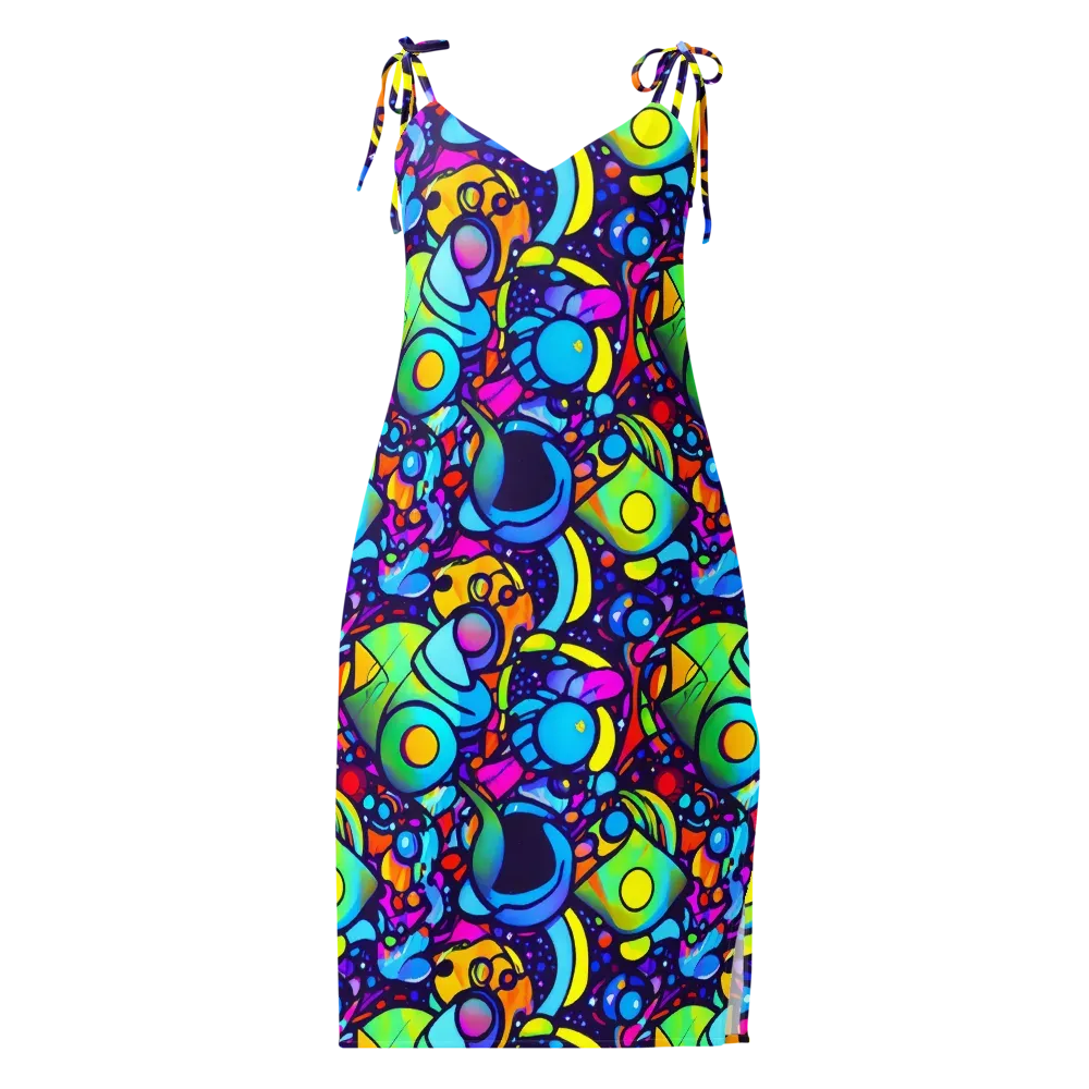 Neon Graffscape on Slip Dress — Front