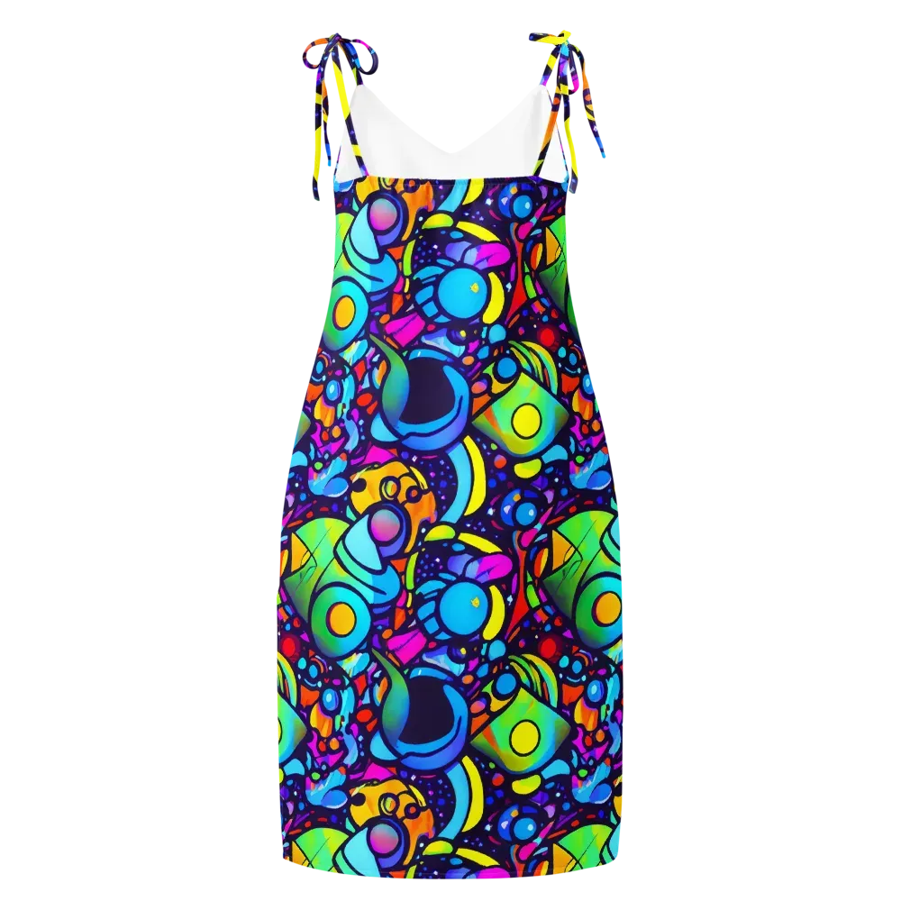 Neon Graffscape on Slip Dress — Back