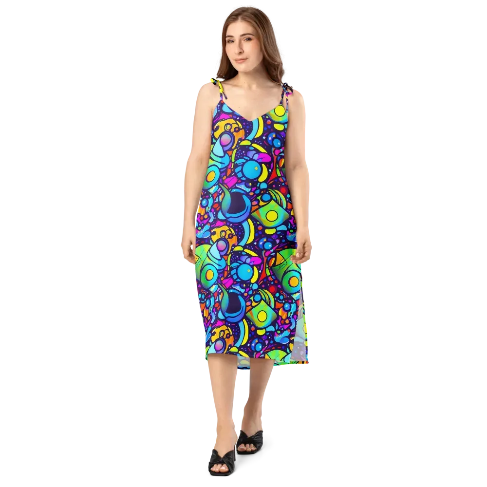 Neon Graffscape on Slip Dress — Front