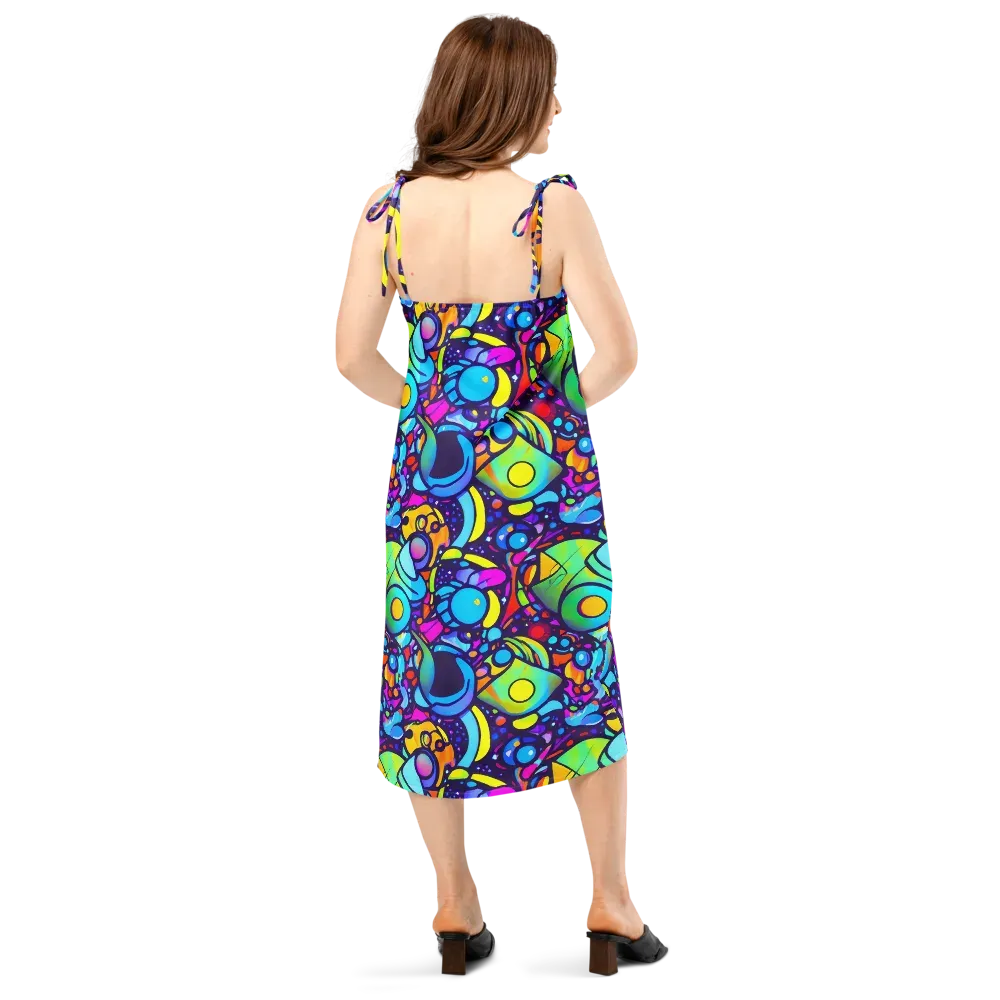 Neon Graffscape on Slip Dress — Back