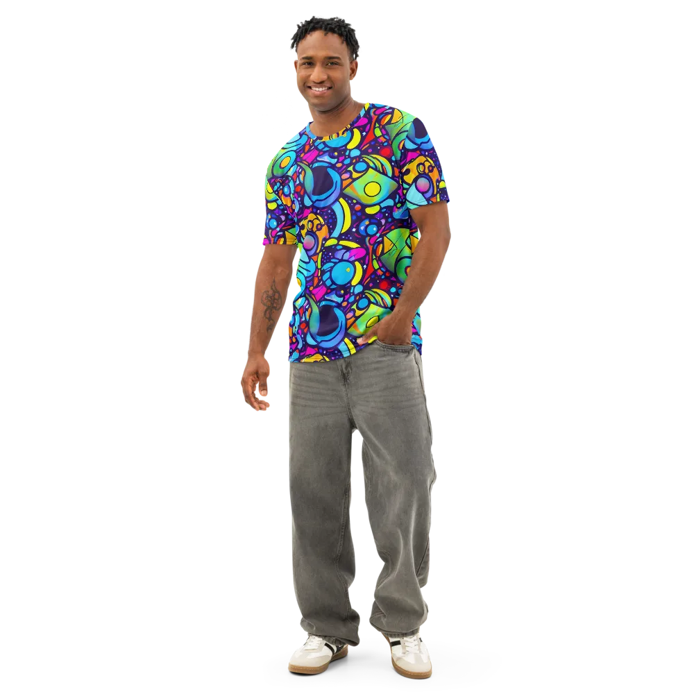 Neon Graffscape on Men's Cotton Crew Neck T-Shirt — Front