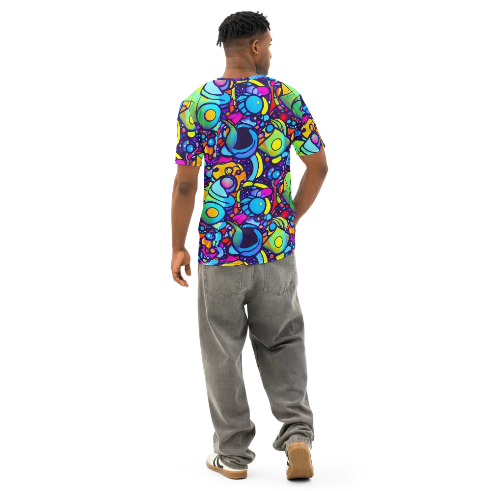 Neon Graffscape on Men's Cotton Crew Neck T-Shirt — Back