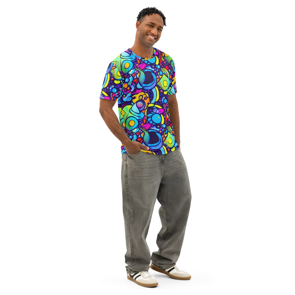 Neon Graffscape on Men's Cotton Crew Neck T-Shirt — Right Front