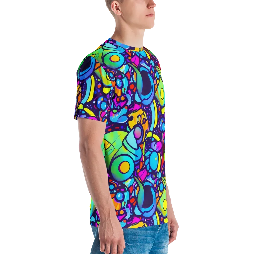 Neon Graffscape on Men's Crew Neck T-Shirt — Right