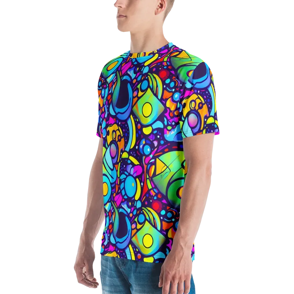 Neon Graffscape on Men's Crew Neck T-Shirt — Left