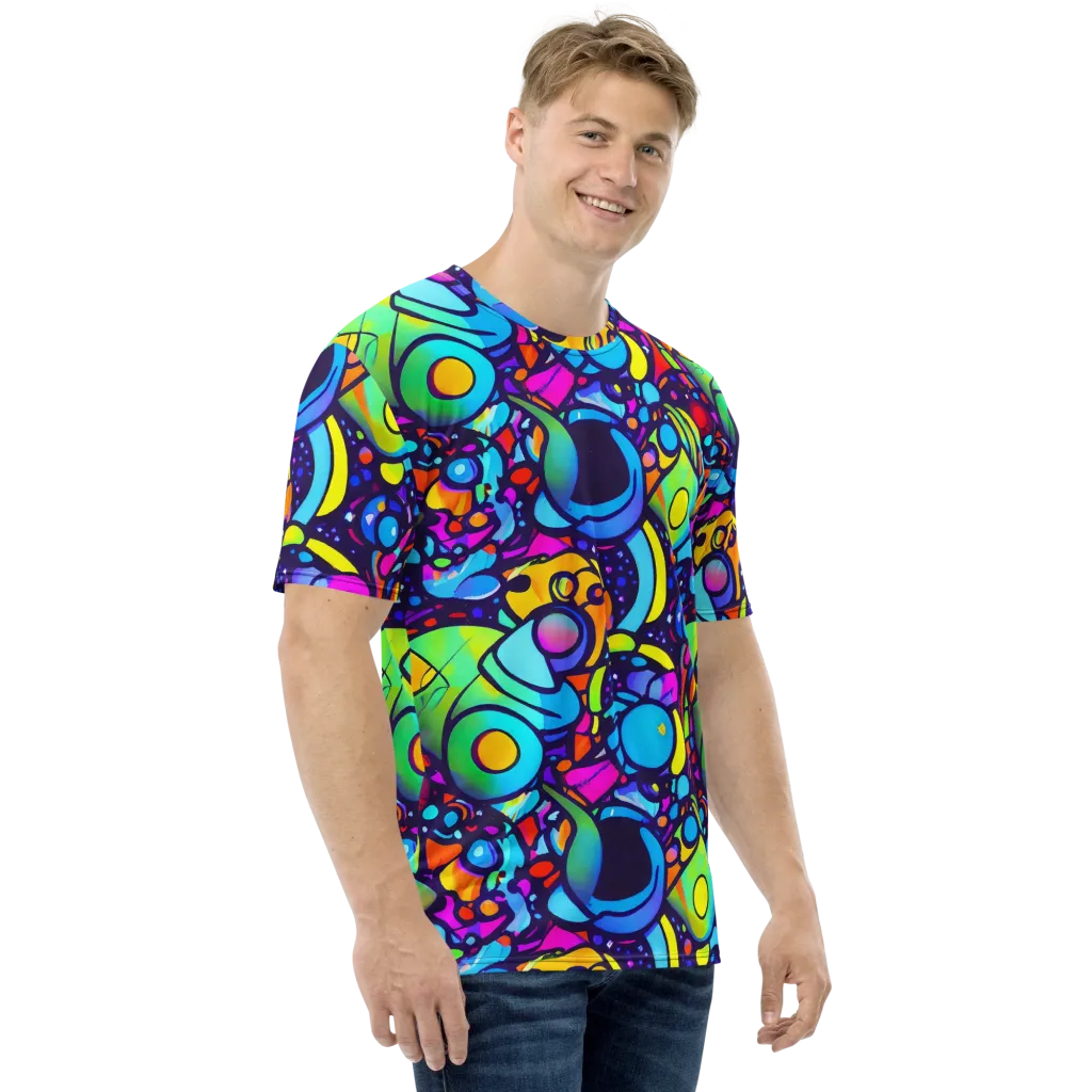 Neon Graffscape on Men's Crew Neck T-Shirt — Right
