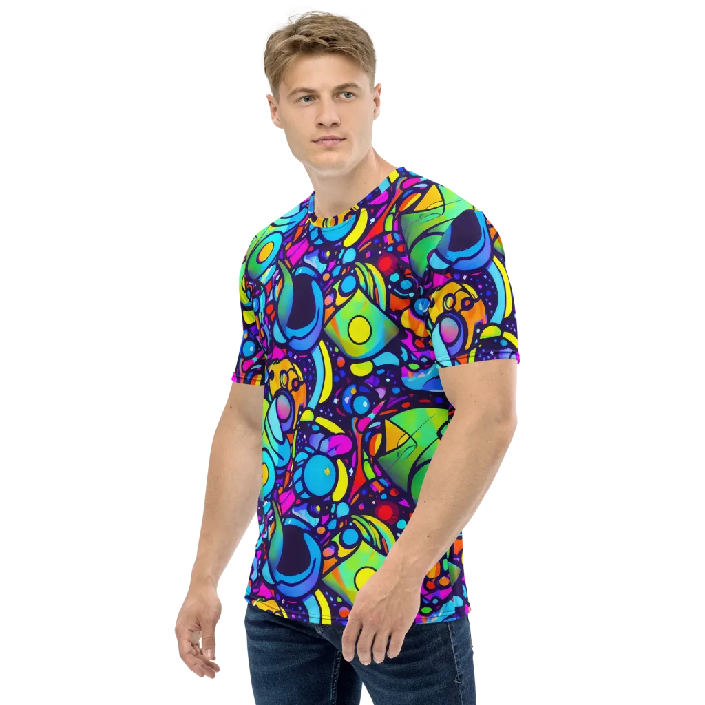 Neon Graffscape on Men's Crew Neck T-Shirt — Left