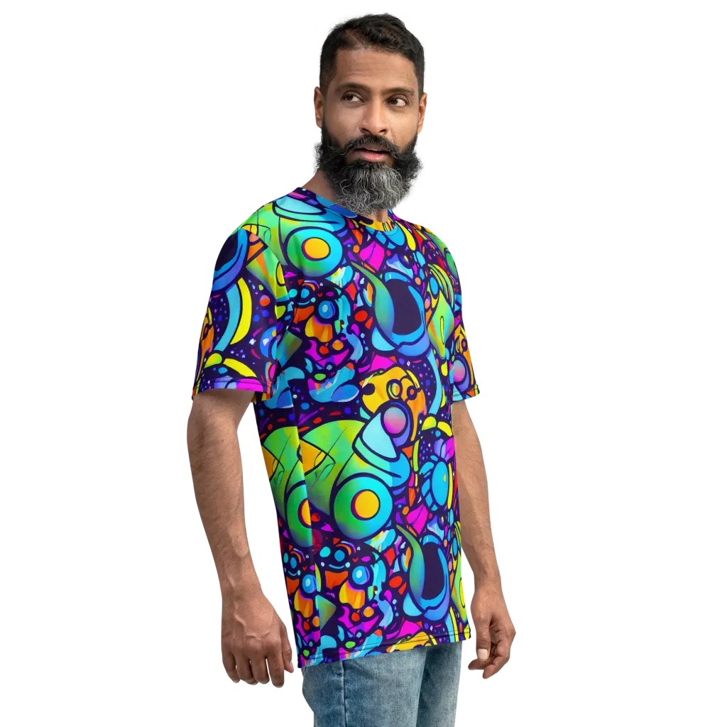 Neon Graffscape on Men's Crew Neck T-Shirt — Right