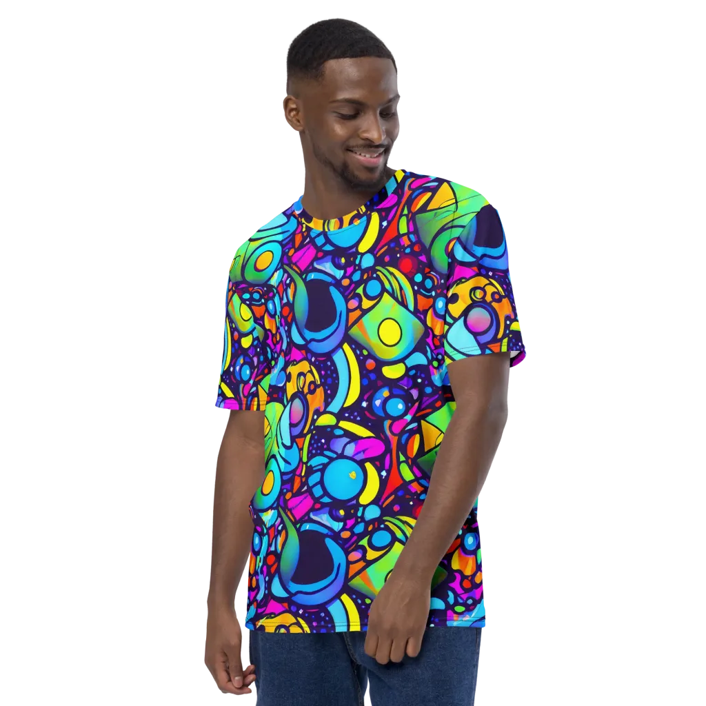 Neon Graffscape on Men's Crew Neck T-Shirt — Left
