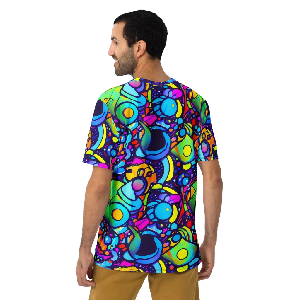 Neon Graffscape on Men's Crew Neck T-Shirt — Back