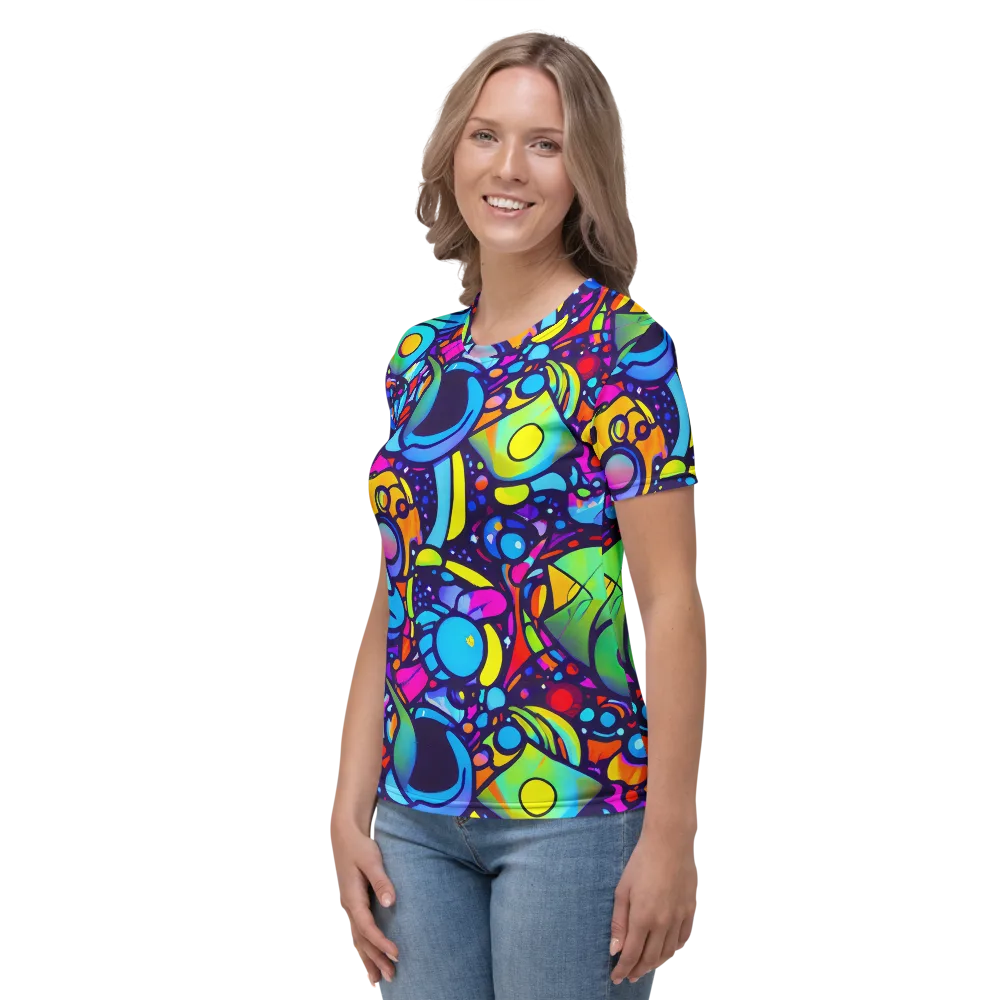 Neon Graffscape on Women's Crew Neck T-Shirt — Left