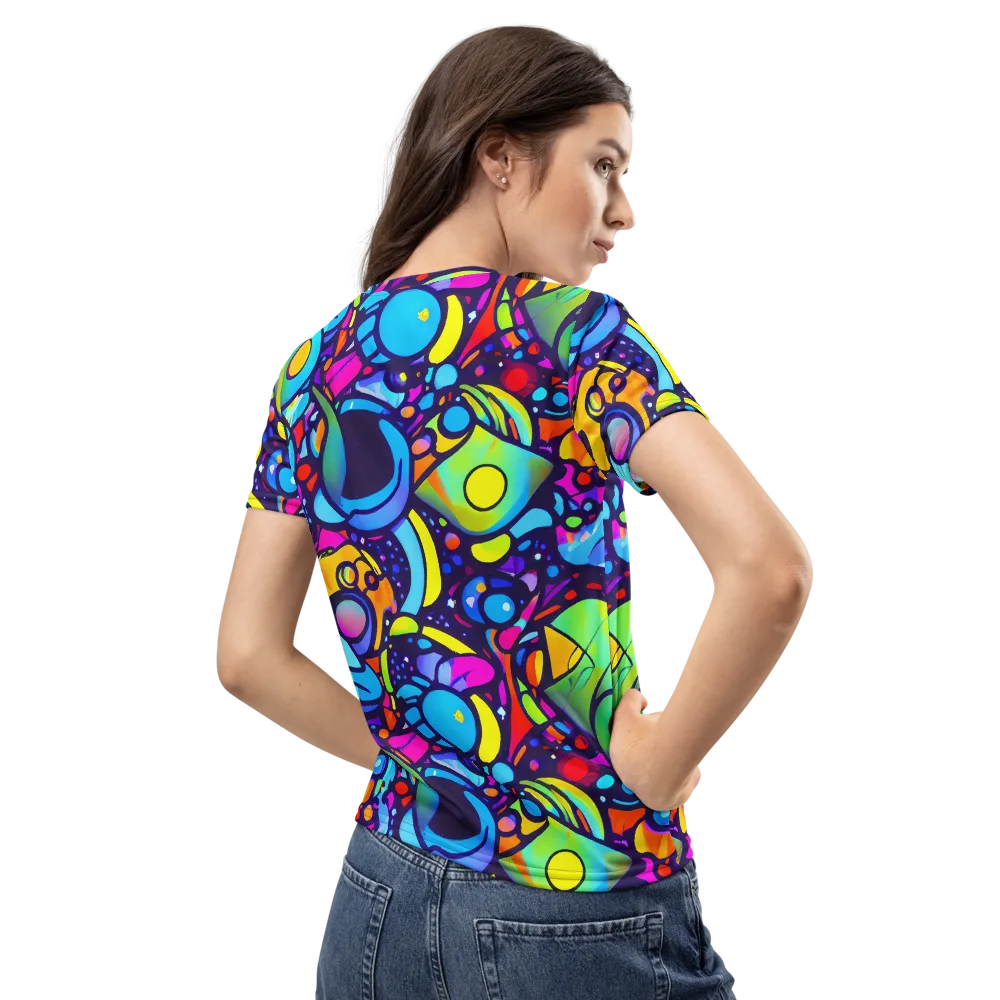 Neon Graffscape on Women's Crew Neck T-Shirt — Back