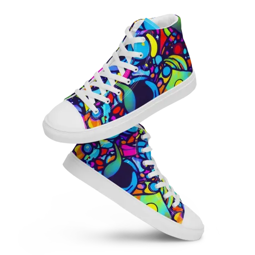Neon Graffscape on a Women's High Top Canvas Shoes