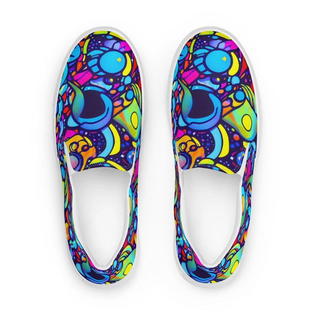 Neon Graffscape on Men's Slip-On Canvas Shoes — Front
