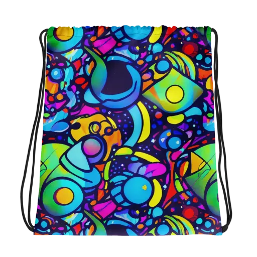 Neon Graffscape on a Drawstring Bag