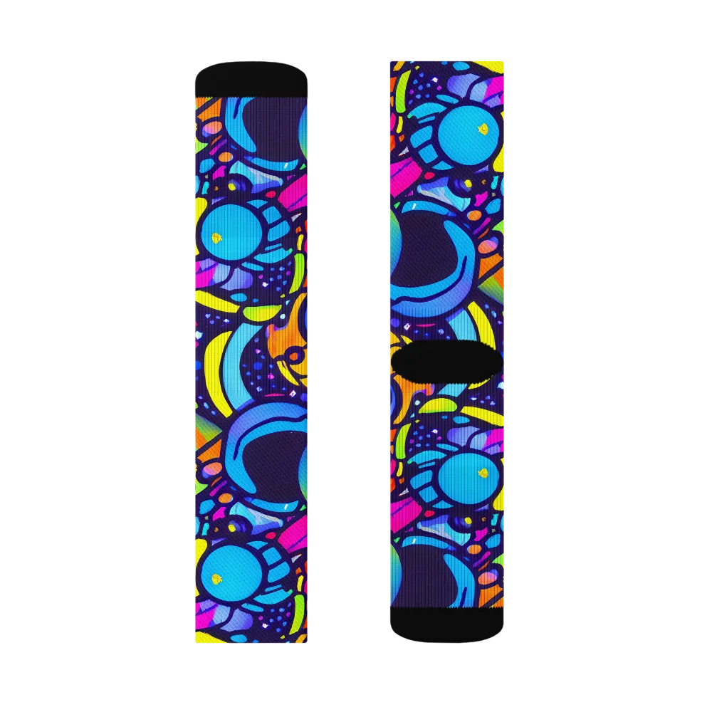 Neon Graffscape on Socks — Right Sock