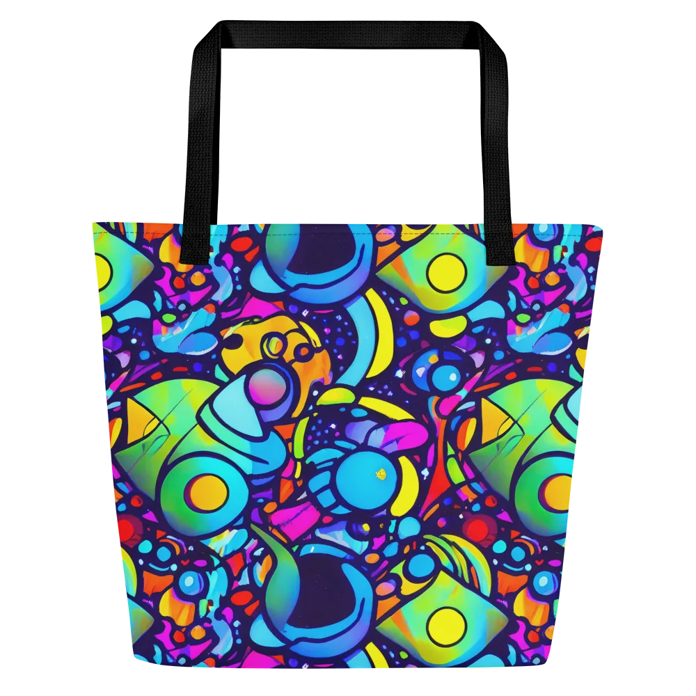Neon Graffscape on Large Tote Bag W/ Pocket — Front