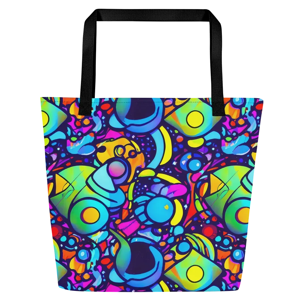 Neon Graffscape on Large Tote Bag W/ Pocket — Front