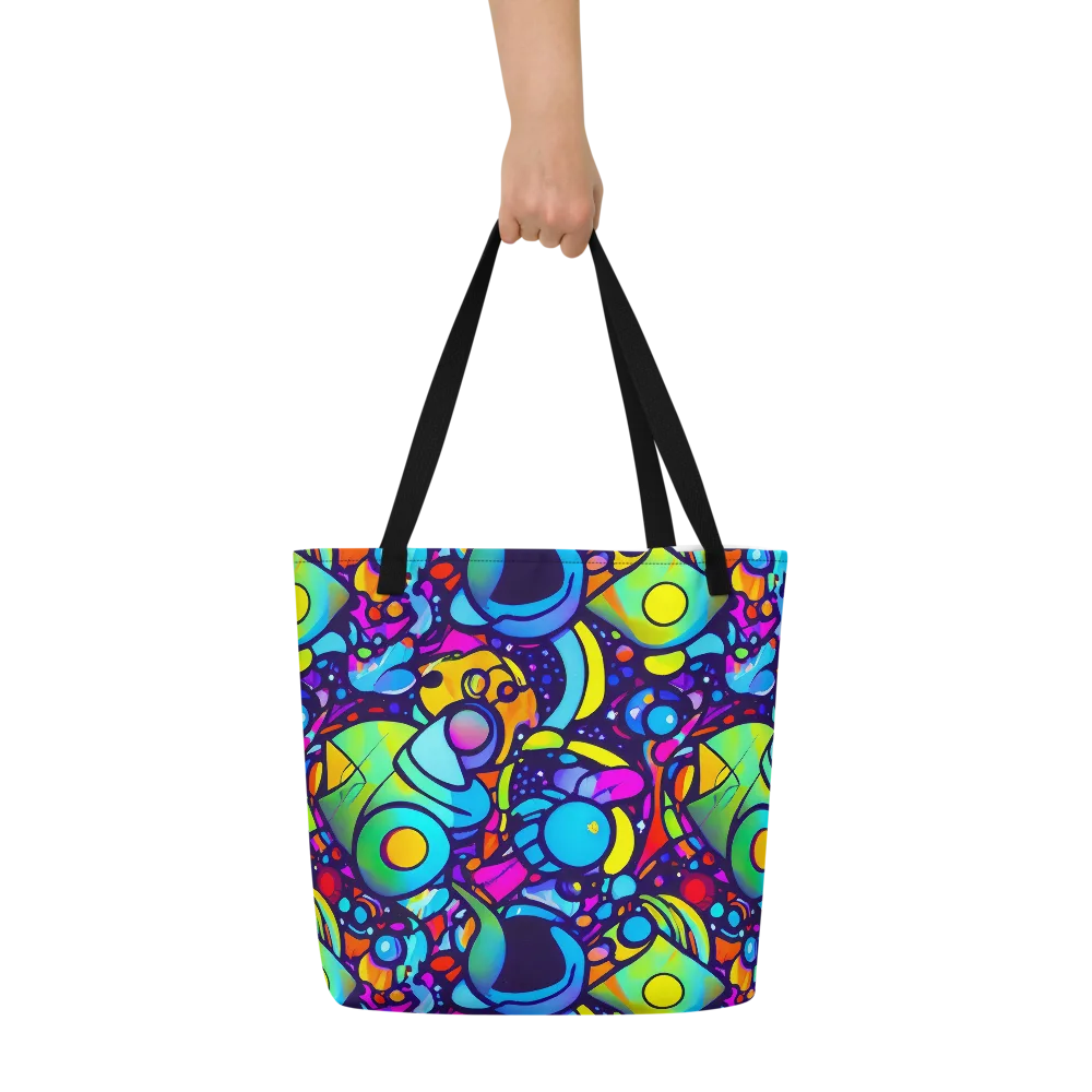 Neon Graffscape on Large Tote Bag W/ Pocket — Front