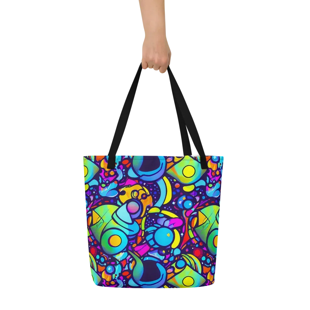 Neon Graffscape on Large Tote Bag W/ Pocket — Front