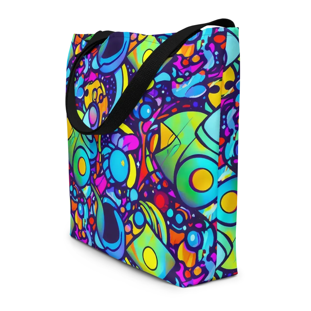 Neon Graffscape on Large Tote Bag W/ Pocket — Front