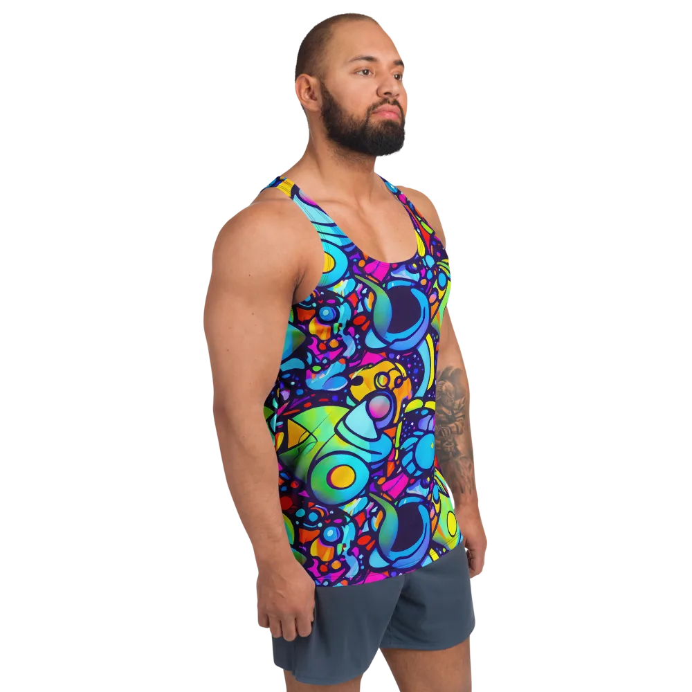 Neon Graffscape on Men's Tank Top — Right Front