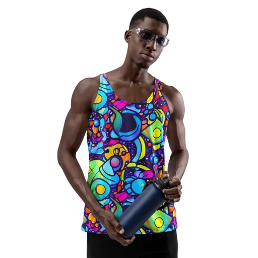 Neon Graffscape on a Men's Tank Top