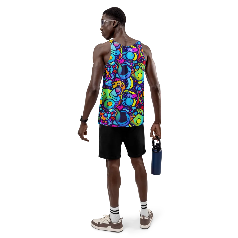 Neon Graffscape on Men's Tank Top — Back