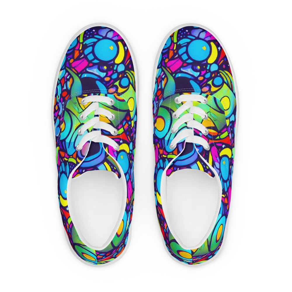 Neon Graffscape on Men's Lace-Up Canvas Shoes — Front