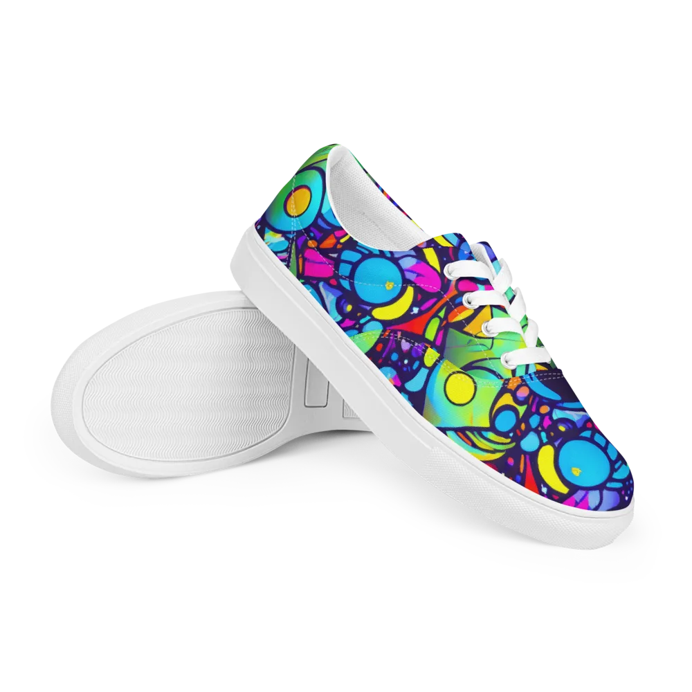 Neon Graffscape on Men's Lace-Up Canvas Shoes — Right Front