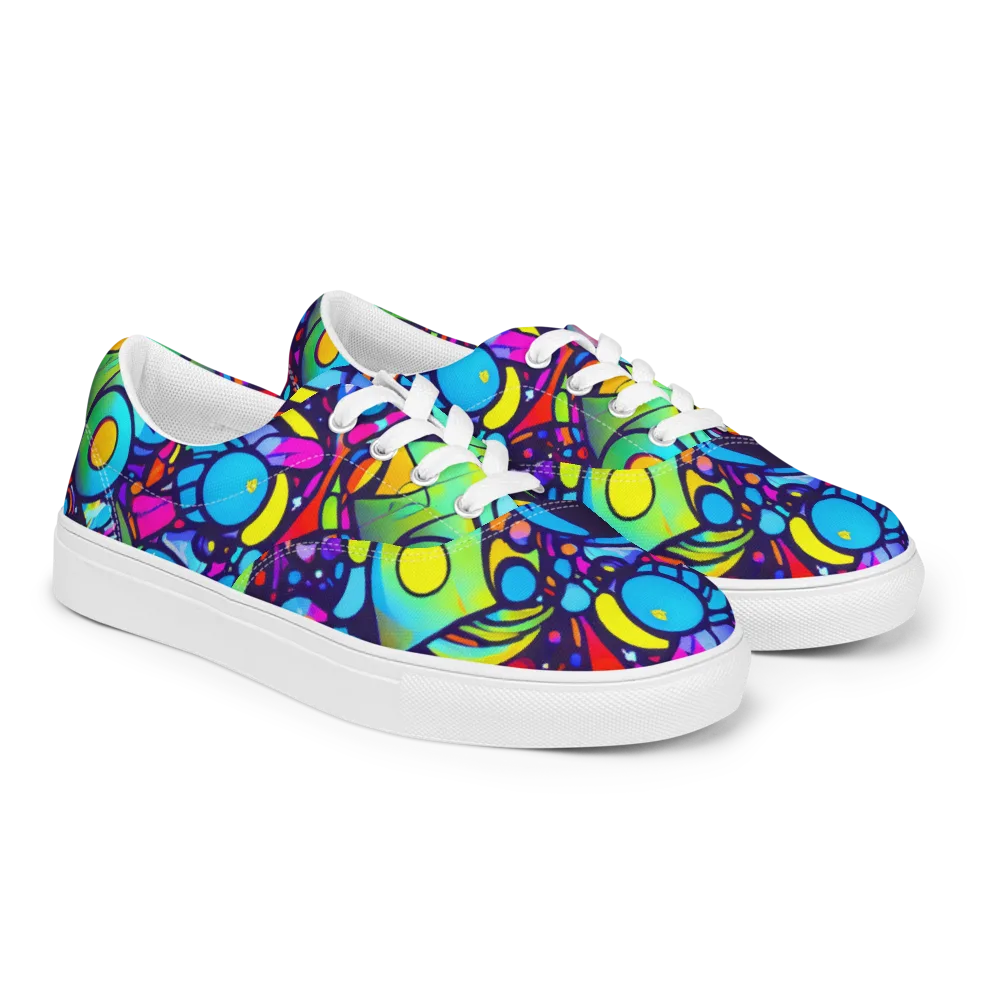 Neon Graffscape on Men's Lace-Up Canvas Shoes — Right Front