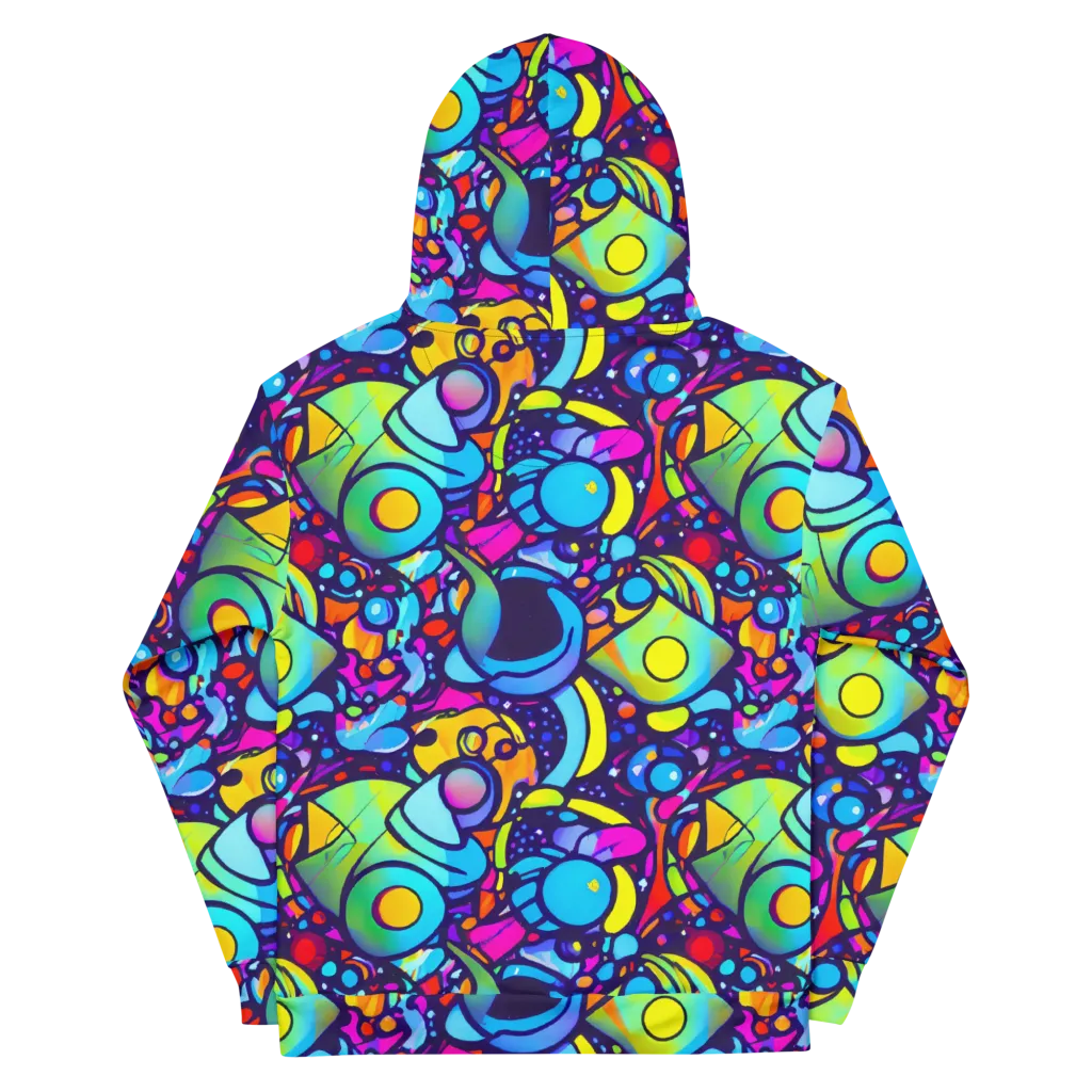 Neon Graffscape on Cotton Hoodie — Back