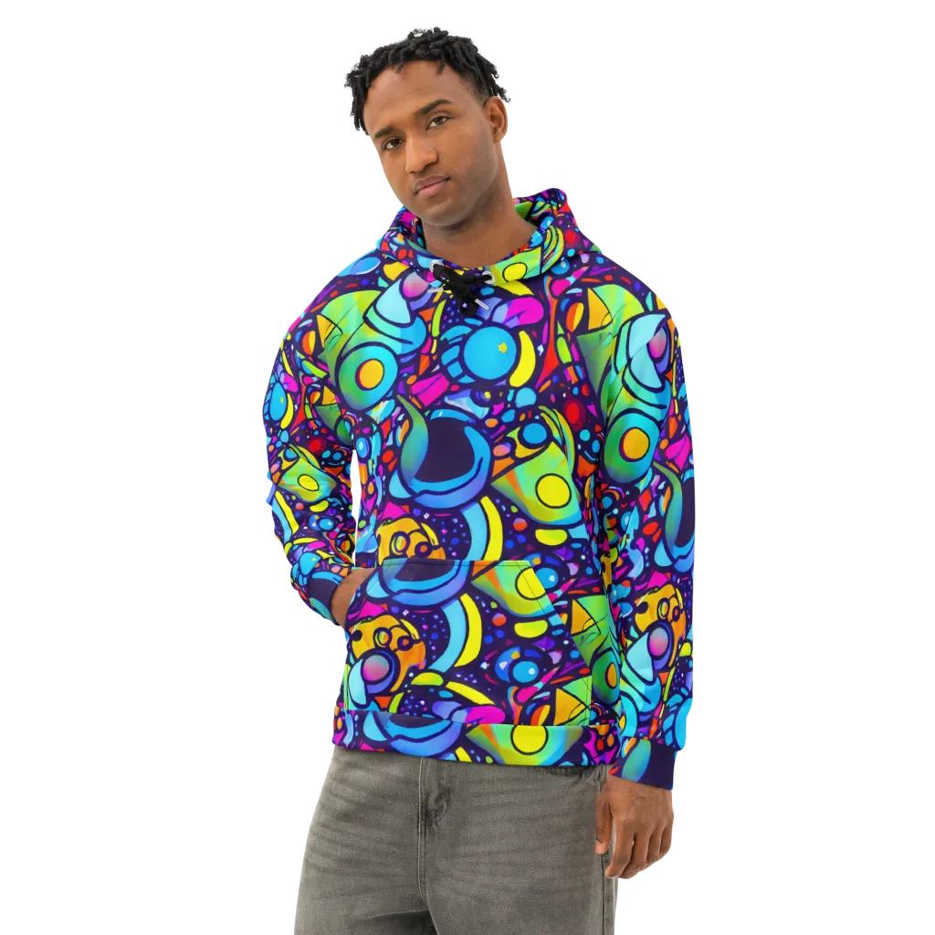 Neon Graffscape on Cotton Hoodie — Left Front