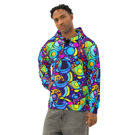 Neon Graffscape on a Cotton Hoodie